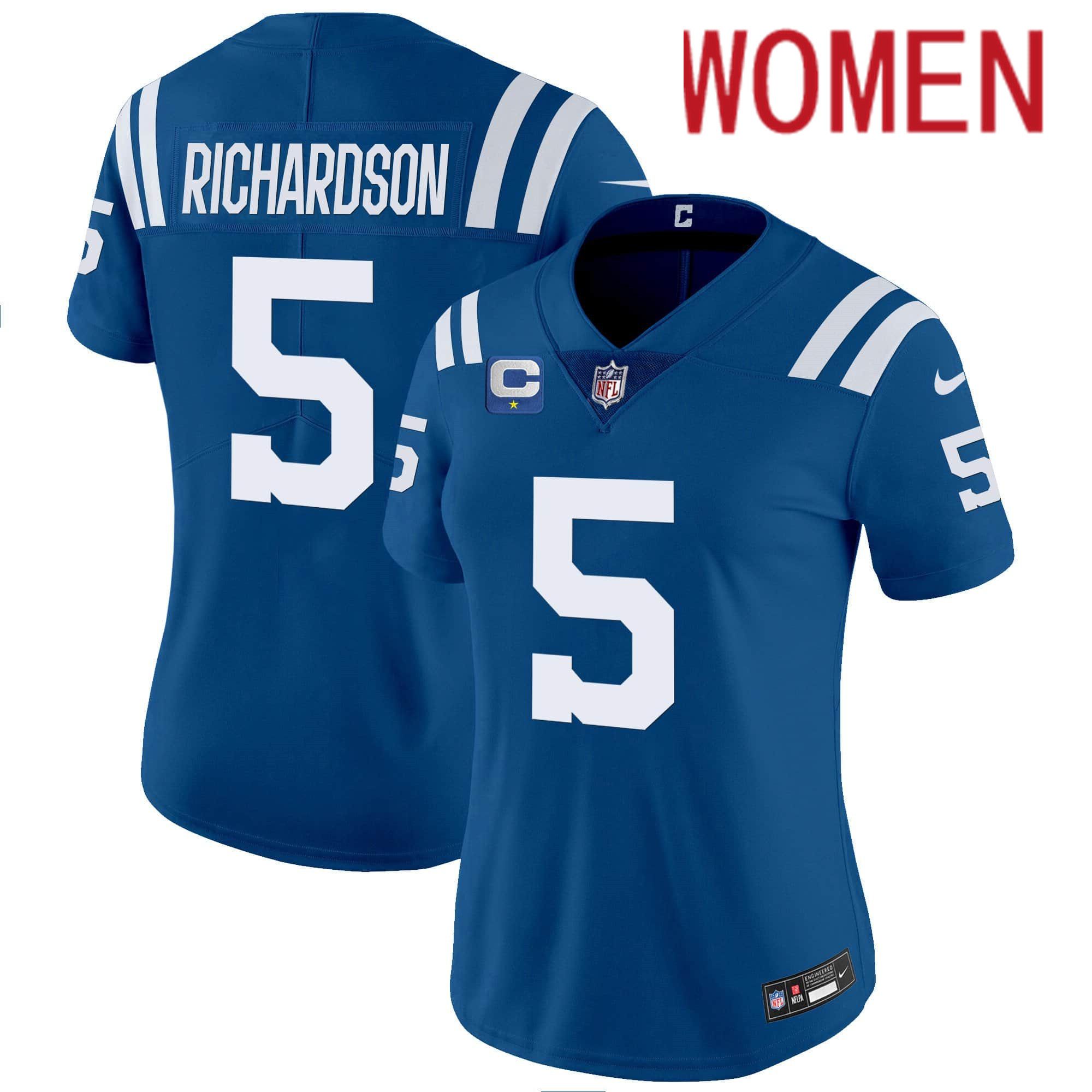 Women Indianapolis Colts #5 Richardson Blue 2024 Nike Vapor Limited NFL Jersey style 1